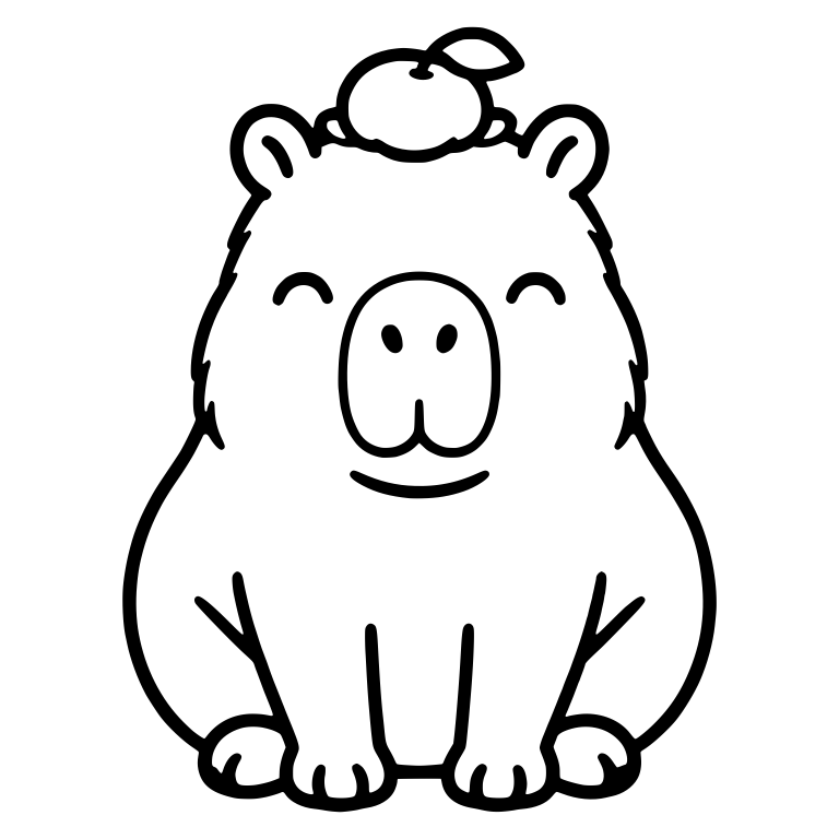 Sitting Capybara with Mandarin Orange on Its Head — free animal SVG cut file