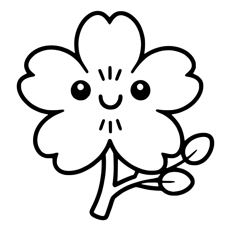 Smiling Cherry Blossom Twig With Two Leaf Buds — free floral SVG cut file