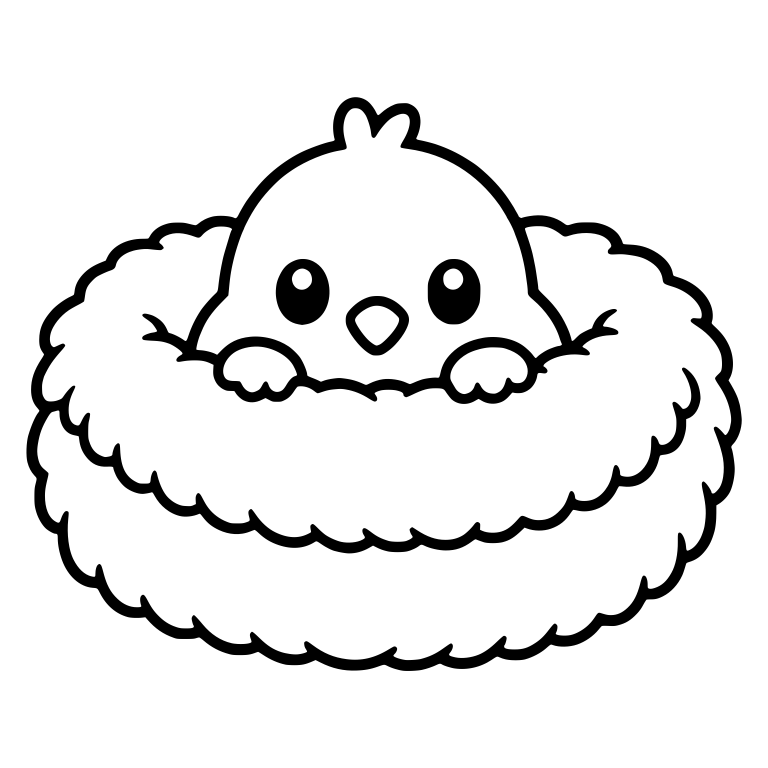 Chick Peeking Over Edge of Fluffy Nest — free animal SVG cut file