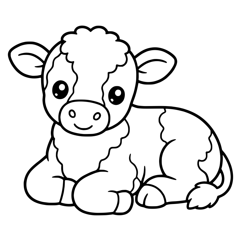 Lying Calf With Curly Forelock and Wavy Chest Ruff — free animal SVG cut file