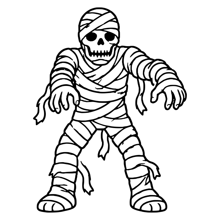 Skull-Faced Mummy Standing With Arms Out — free fantasy-creature SVG cut file