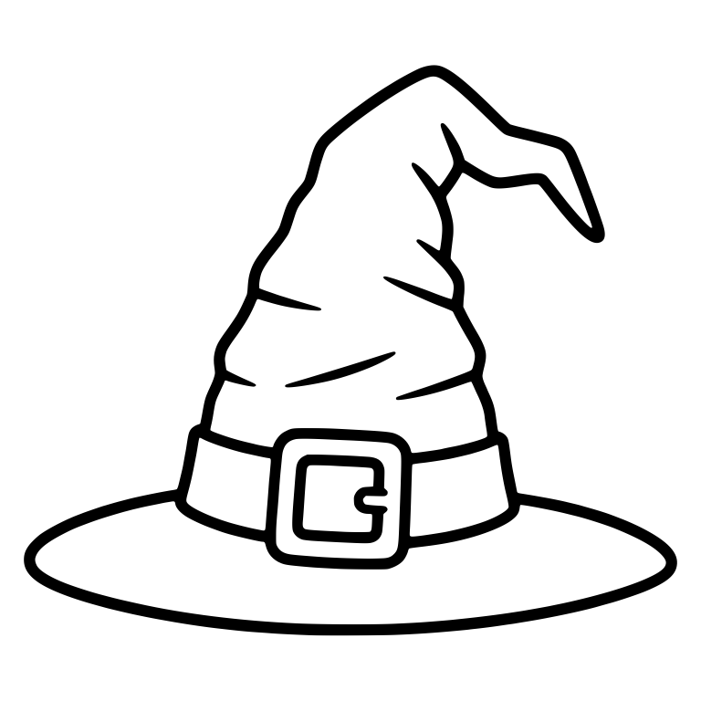 Wrinkled Witch Hat with Bent Tip and Clasp Buckle — free objects SVG cut file