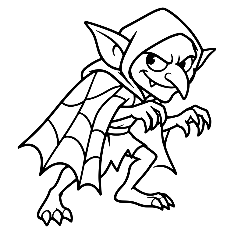Hooded Goblin in Spiderweb Cloak Creeping Forward — free fantasy-creature SVG cut file
