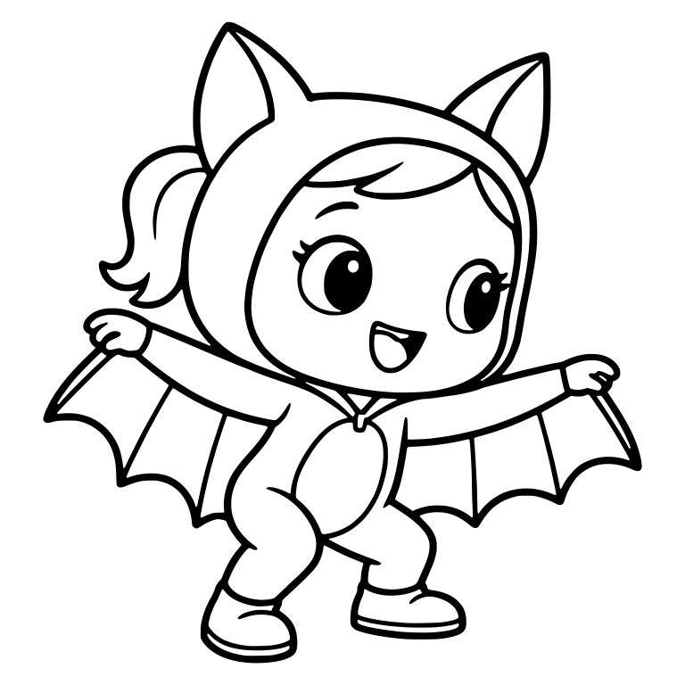 Bat Costume Girl Dancing With Side Ponytail — free characters SVG cut file