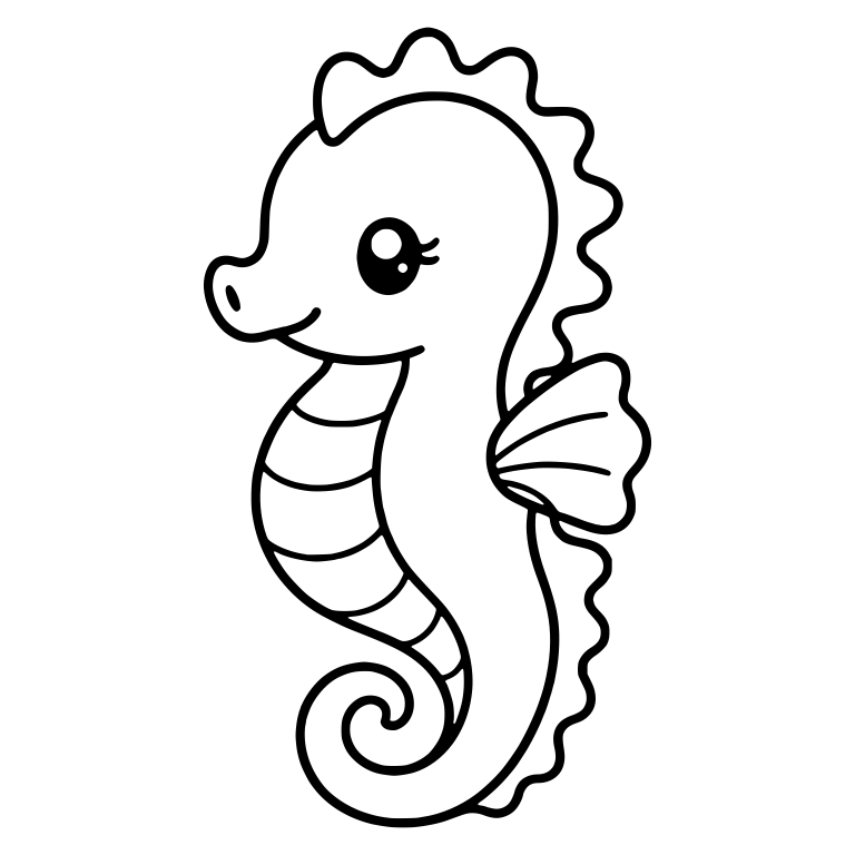 Short-Snouted Seahorse With Eyelashes and Wavy Back — free animal SVG cut file