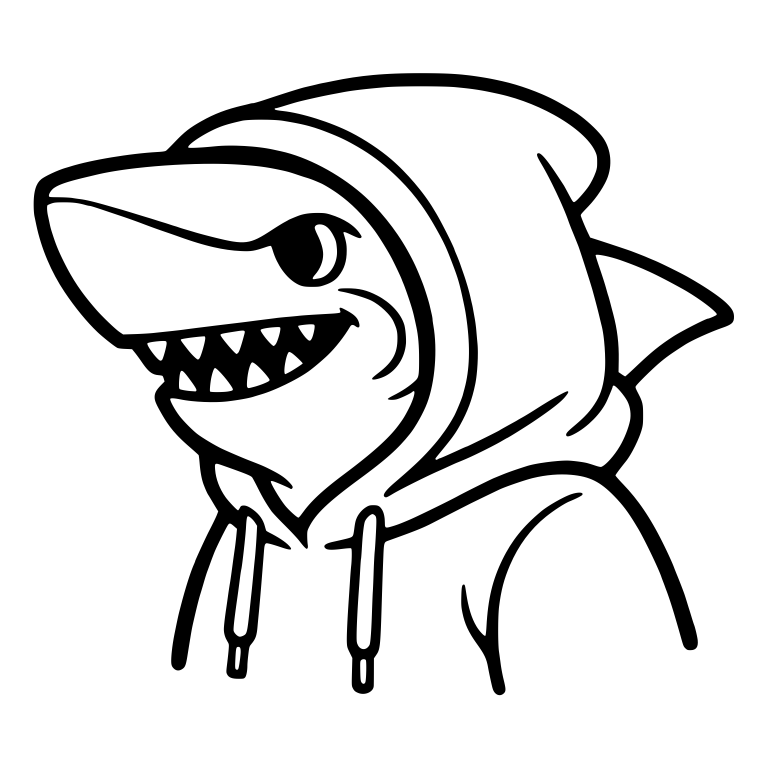 Hoodie Shark in Side View With Back Fin and Big Grin — free animal SVG cut file