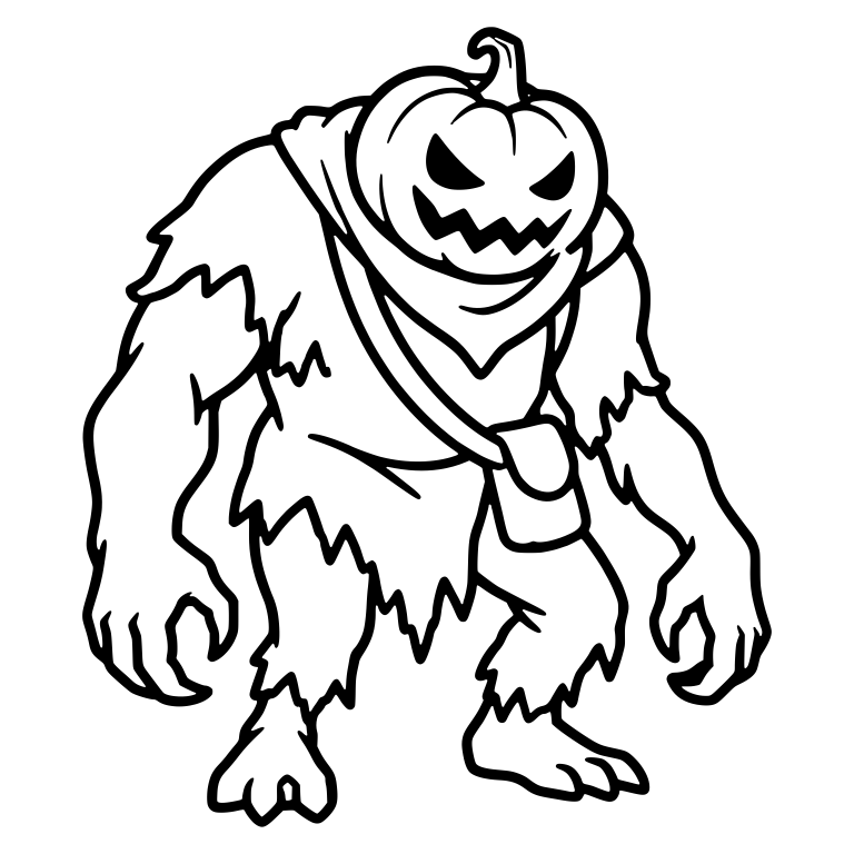 Hulking Pumpkin-Head With Satchel Strap and Scarf — free fantasy-creature SVG cut file