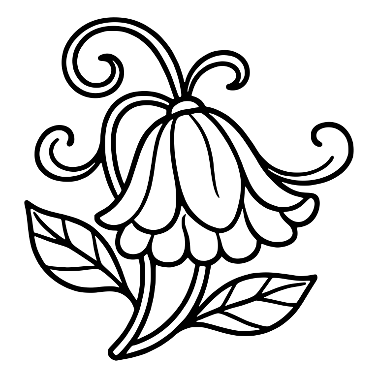 Drooping Bell Flower with Curling Tendrils and Leaves — free floral SVG cut file