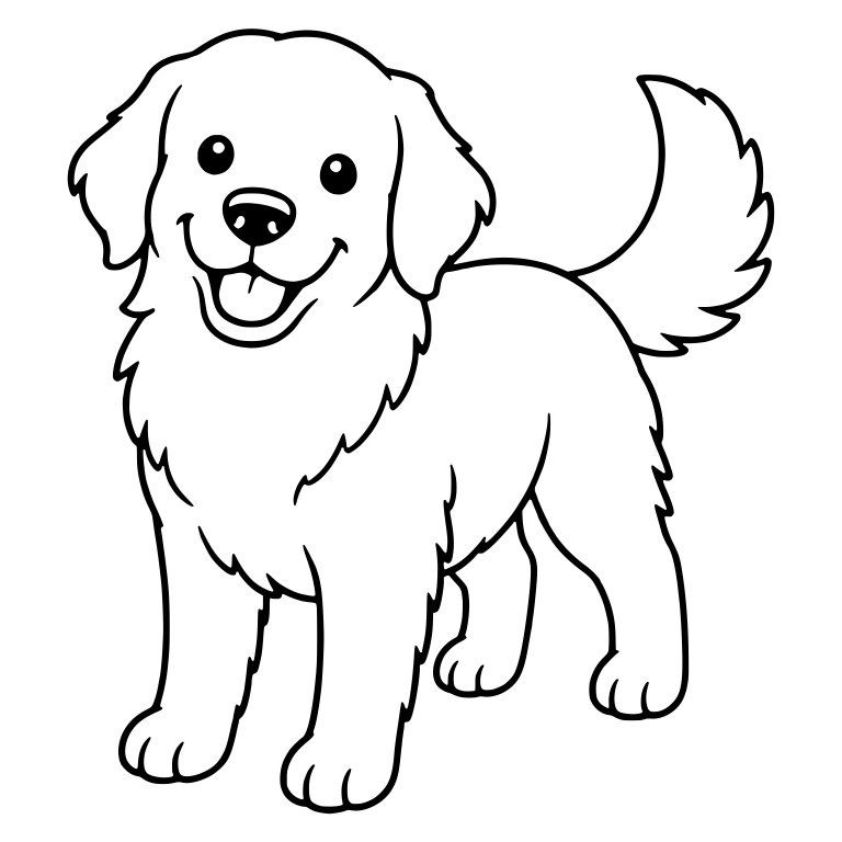 Smiling Golden Retriever Standing With Plume Tail Raised — free animal SVG cut file