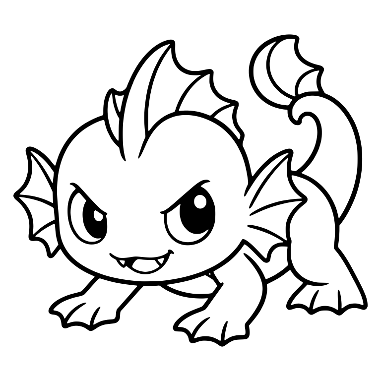 Pouncing Sea Monster With Fangs and Curled Tail Fin — free fantasy-creature SVG cut file