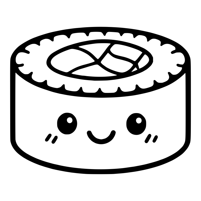 Sushi Roll With Scalloped Rice Top And Blush Marks — free food SVG cut file