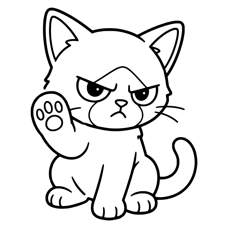 Scowling Kitten Raising One Paw — free animal SVG cut file