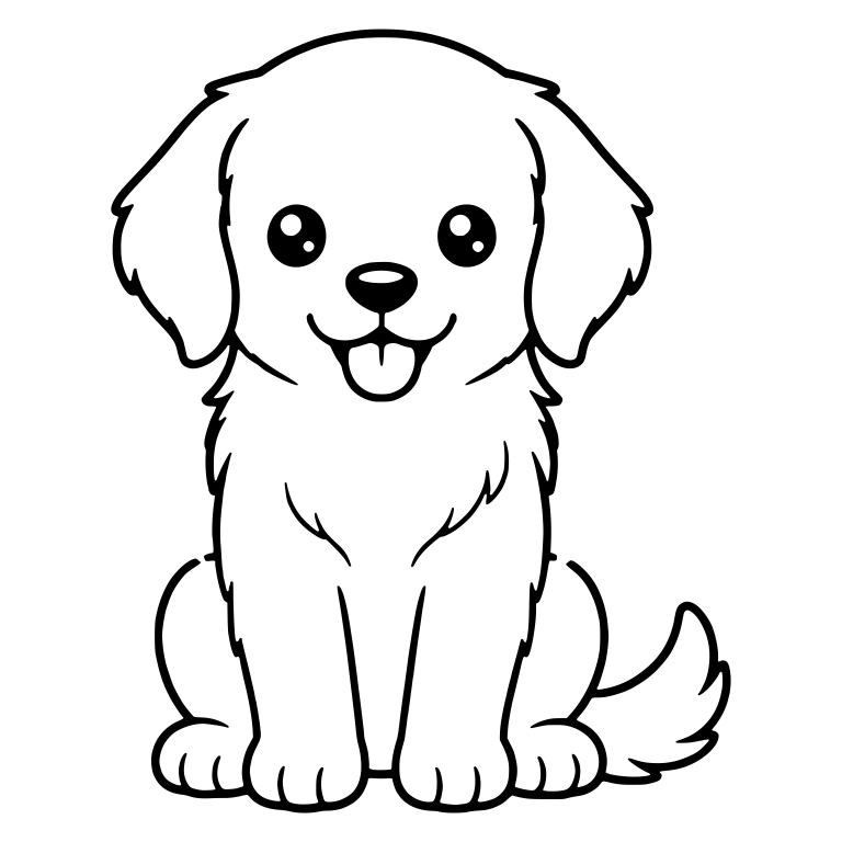 Golden Retriever Puppy Sitting Front With Round Eyes — free animal SVG cut file
