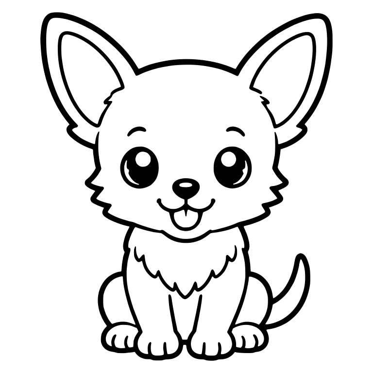 Sitting Chihuahua Puppy With Chest Fur and Open Mouth — free animal SVG cut file