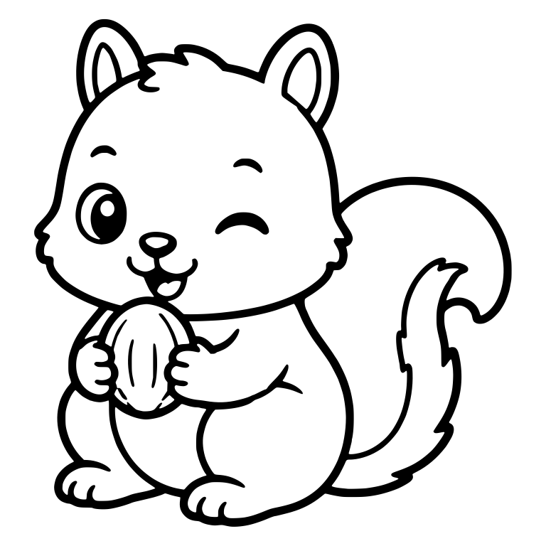 Winking Baby Squirrel Holding a Nut — free animal SVG cut file