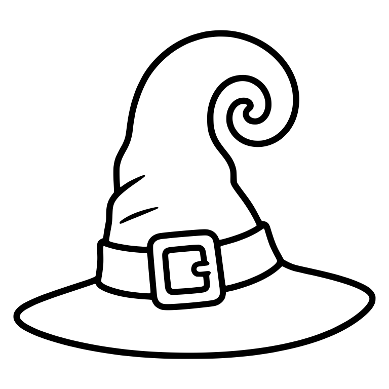 Witch Hat with Big Spiral Curl and Clasp Buckle — free objects SVG cut file