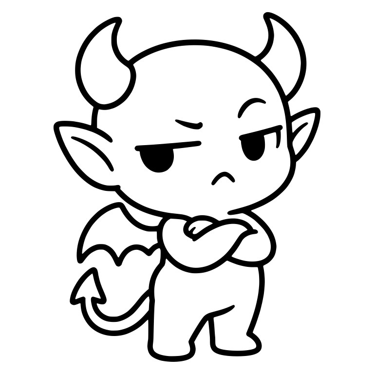 Grumpy Big-Horned Devil Standing With Arms Crossed — free fantasy-creature SVG cut file