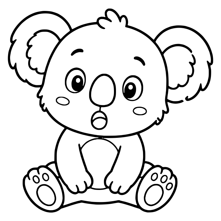 Surprised Koala Sitting With Hands Resting On Belly — free animal SVG cut file