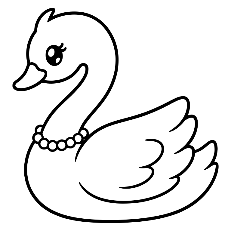 Kawaii Swan With Pearl Necklace and Head Crest — free animal SVG cut file