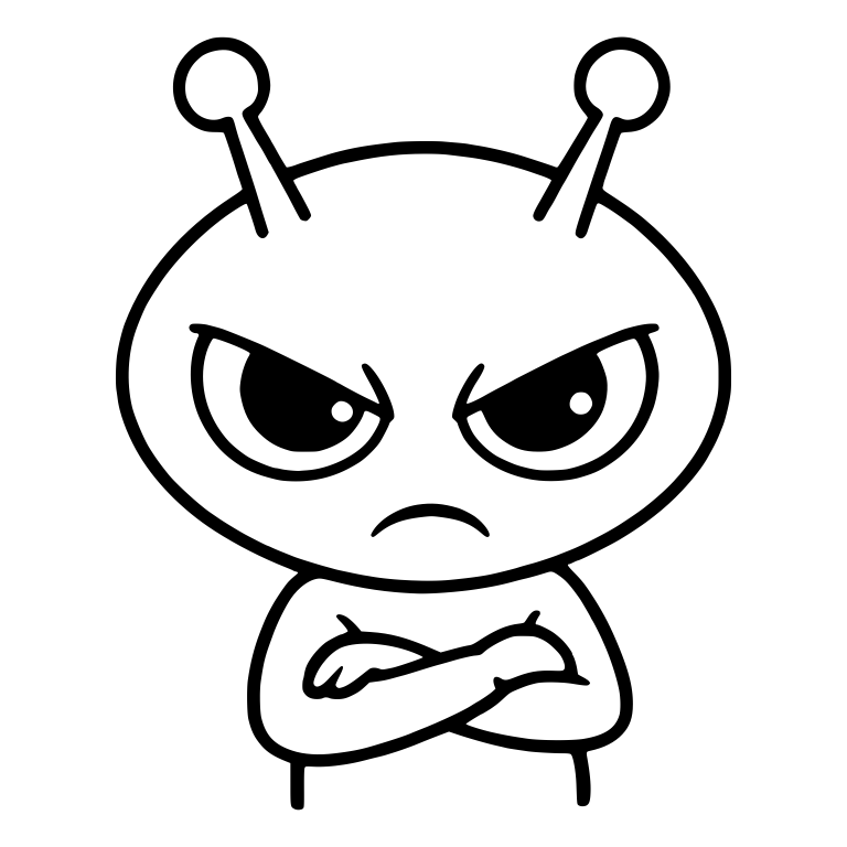 Grumpy Antenna Alien With Arms Crossed — free fantasy-creature SVG cut file