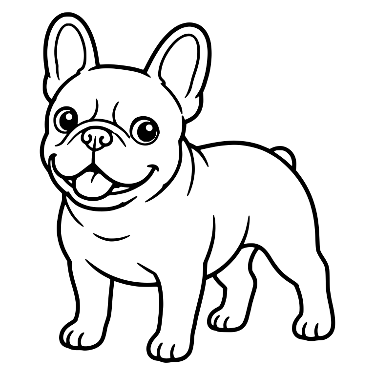 Adult French Bulldog Standing with Tongue Out — free animal SVG cut file