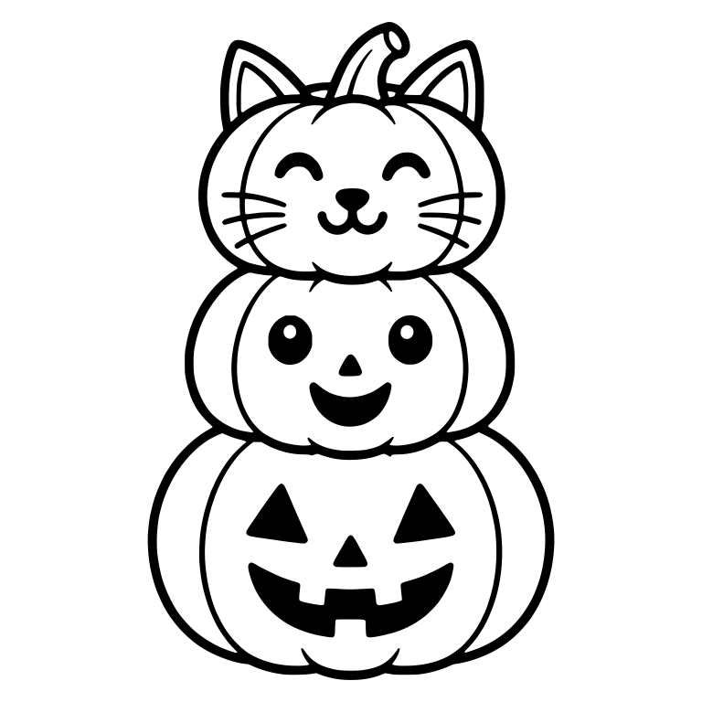 Pumpkin Stack With Cat-Eared Top Pumpkin — free holiday SVG cut file