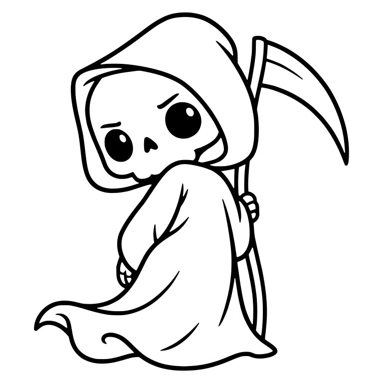 Wary Grim Reaper Looking Back With Curled Robe Tail — free characters SVG cut file