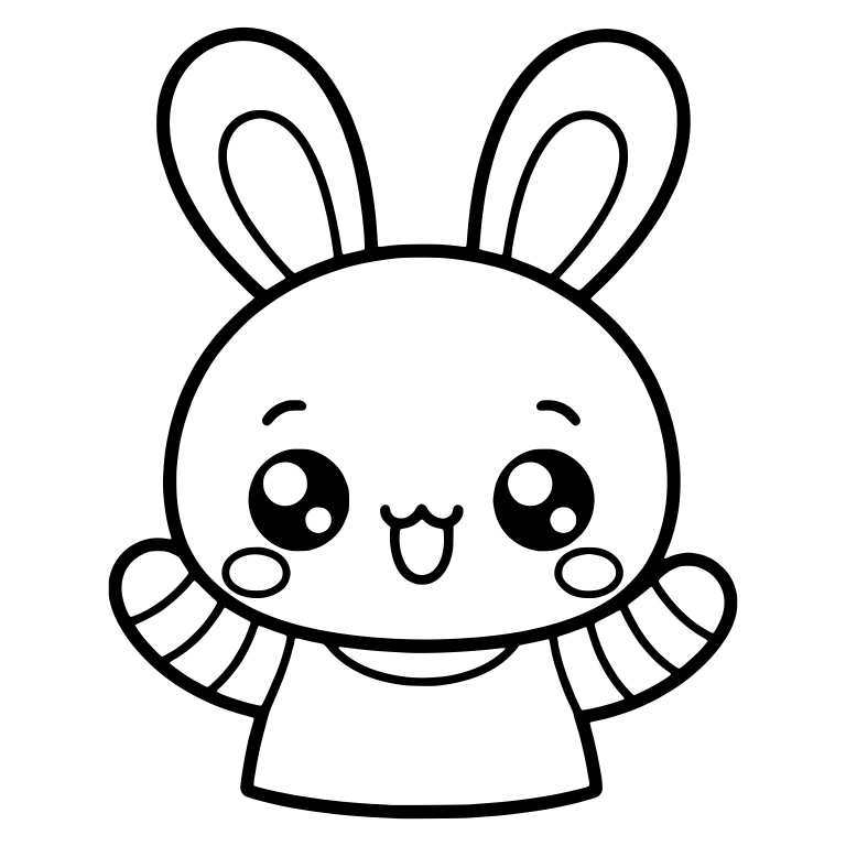 Blushing Bunny with Striped Sleeves and Arms Raised — free animal SVG cut file