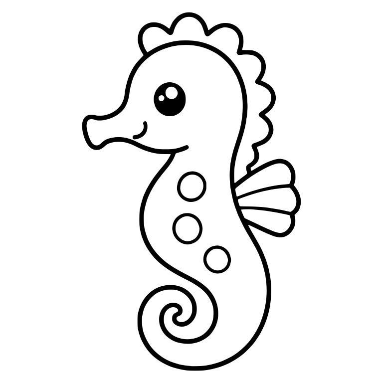 Kawaii Seahorse With Three Round Body Spots — free animal SVG cut file