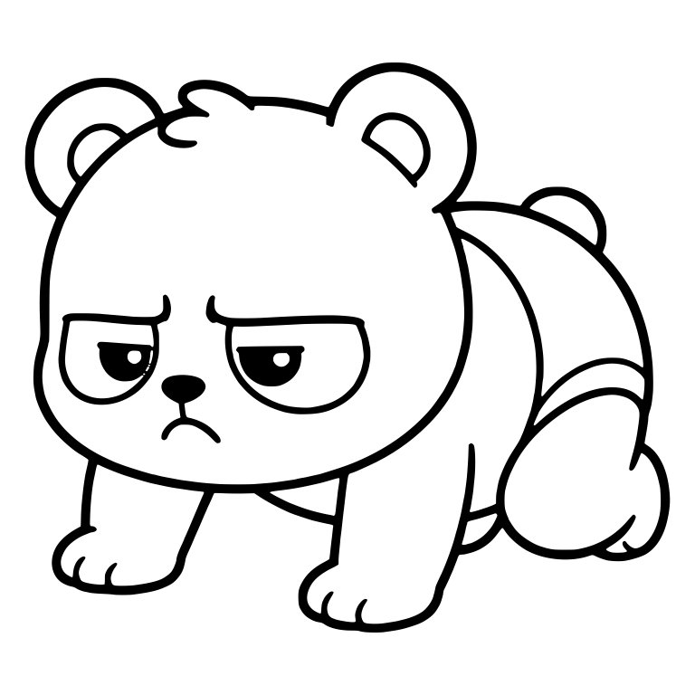 Grumpy Panda Cub in Diaper Crawling Low — free animal SVG cut file