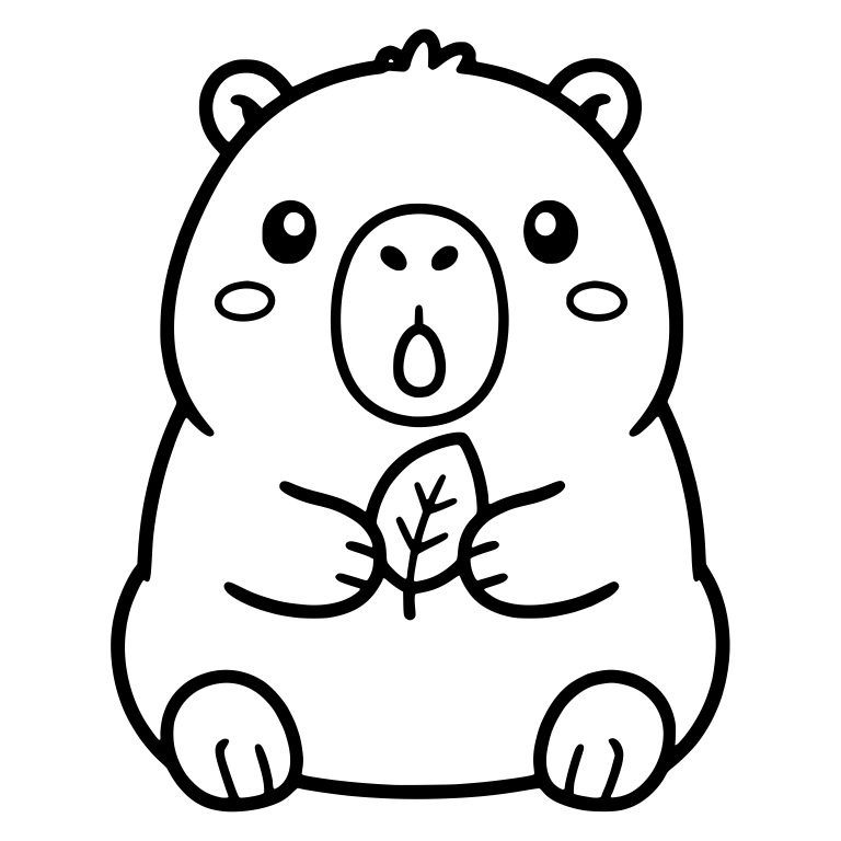 Surprised Capybara Clutching a Leaf in Both Paws — free animal SVG cut file