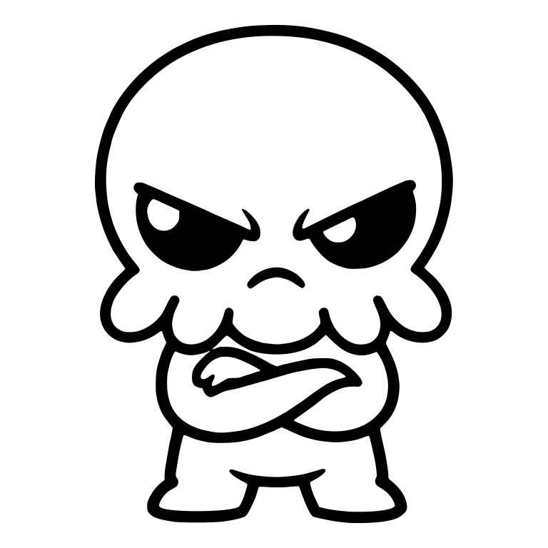 Grumpy Alien With Frilly Scalloped Chin and Crossed Arms — free fantasy-creature SVG cut file