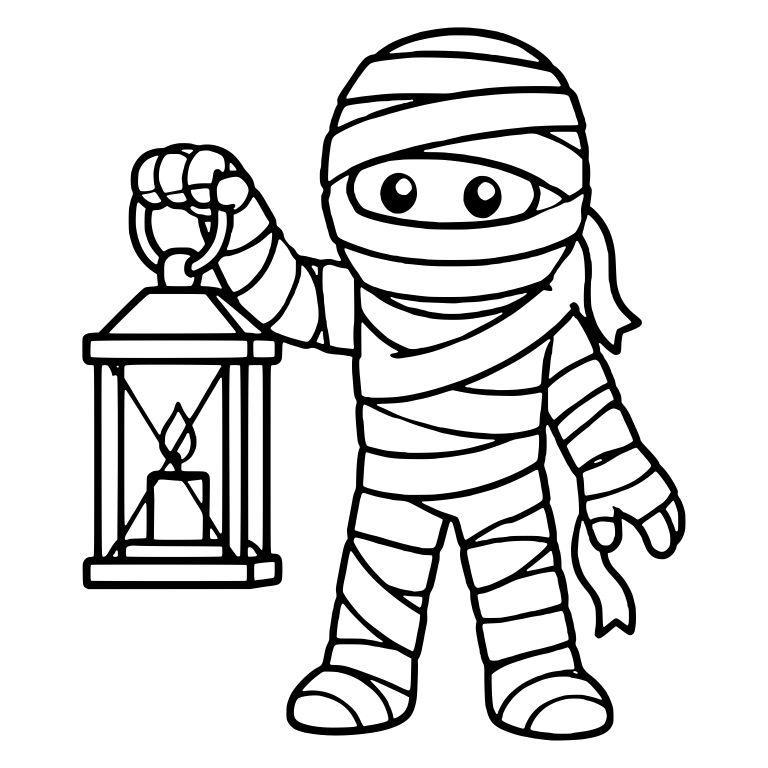 Cute Mummy Holding Lantern Up In One Hand — free fantasy-creature SVG cut file