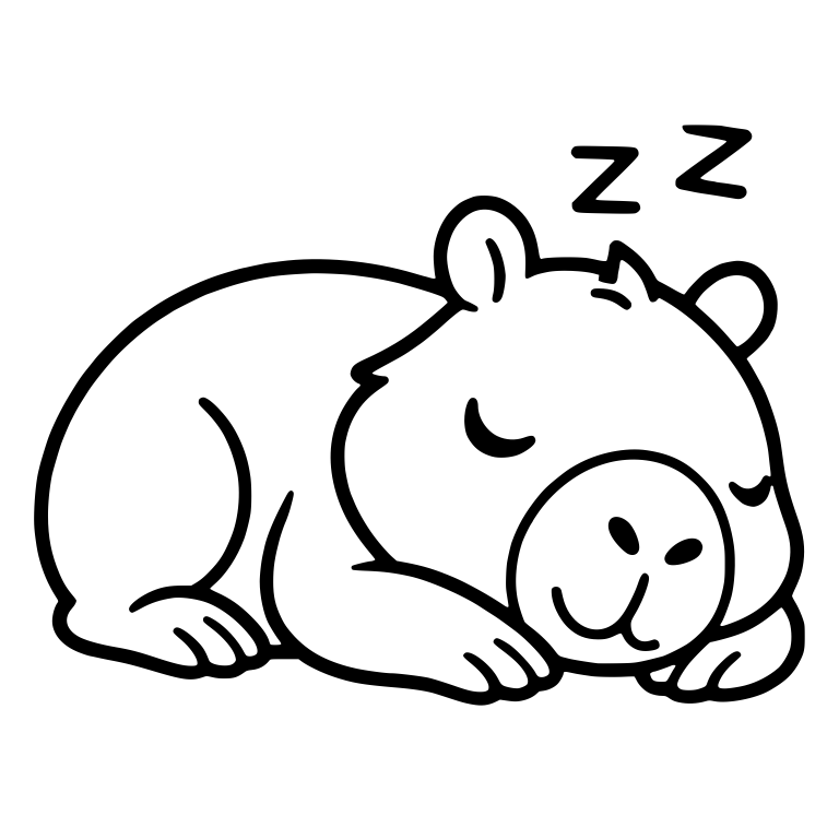 Sleeping Capybara Lying Down With Zzz Symbols — free animal SVG cut file