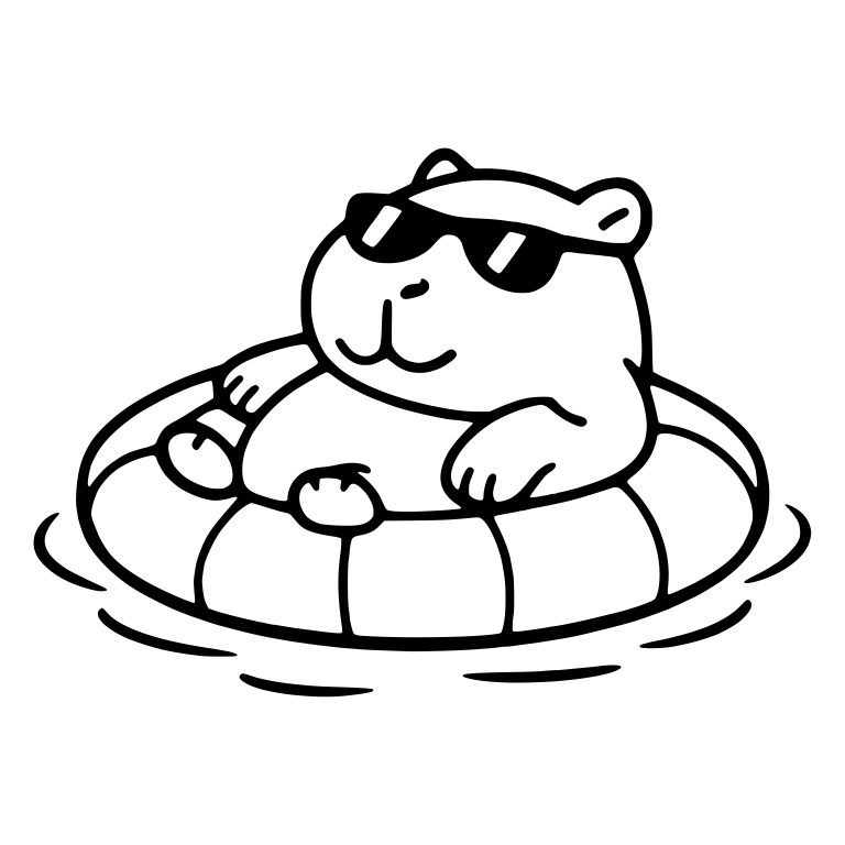 Capybara in Sunglasses Floating on a Pool Ring — free animal SVG cut file