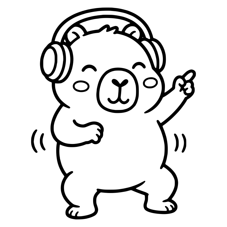 Dancing Capybara in Headphones Pointing Upward — free animal SVG cut file