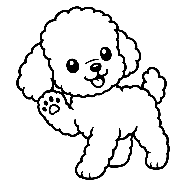 Waving Toy Poodle Puppy With Paw Print Pad — free animal SVG cut file