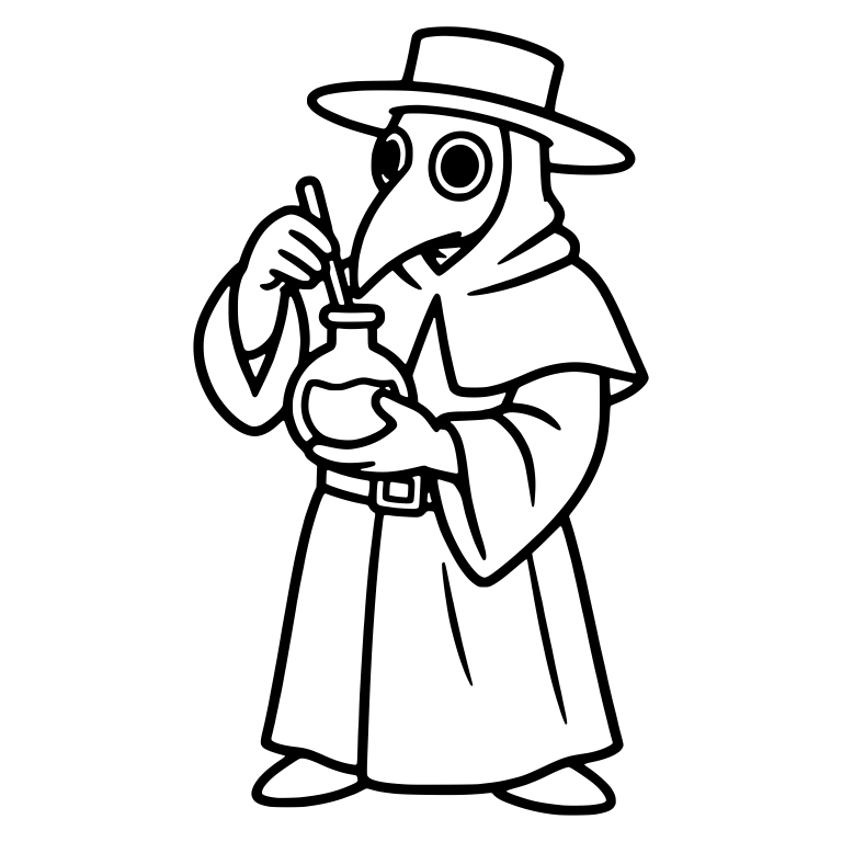 Plague Doctor Mixing Round Flask with Thin Rod — free characters SVG cut file