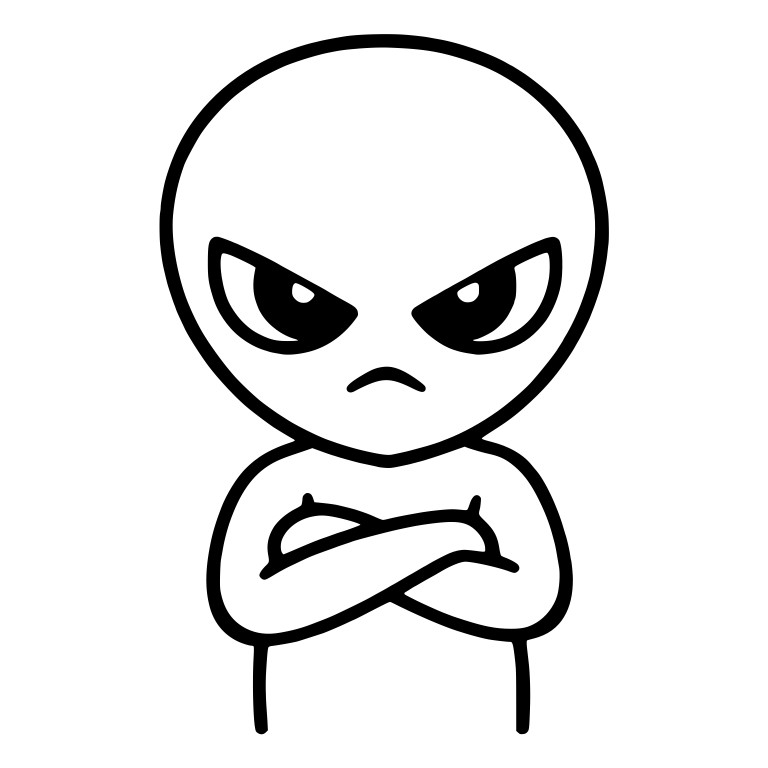 Round-Headed Grumpy Alien With Arms Crossed — free fantasy-creature SVG cut file