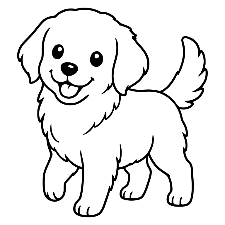Golden Retriever Puppy Standing With One Paw Lifted — free animal SVG cut file