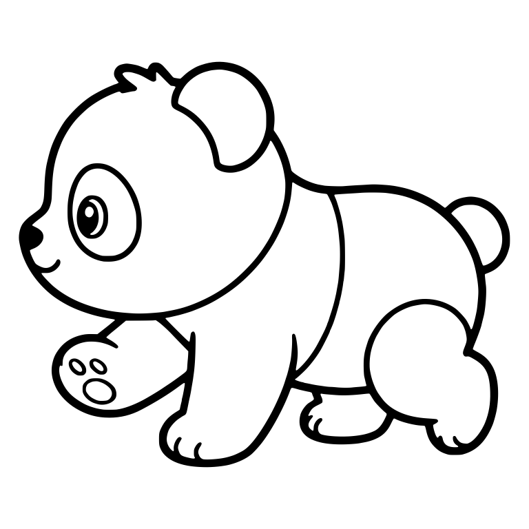 Walking Panda Cub in Side View With Paw Raised — free animal SVG cut file