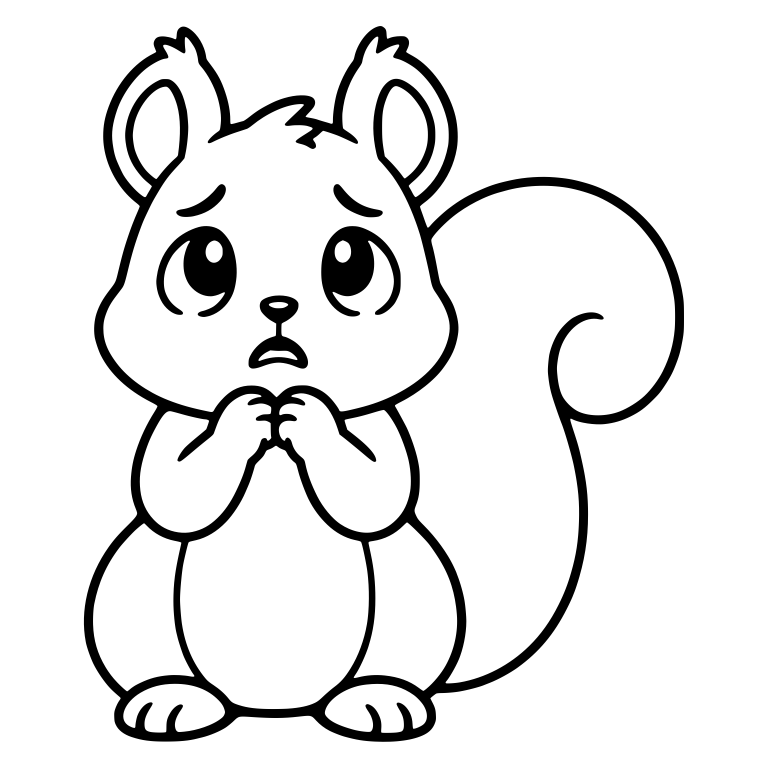 Worried Squirrel Sitting with Paws Clasped Under Chin — free animal SVG cut file