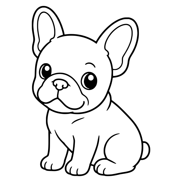 French Bulldog Sitting in Three-Quarter View With Big Eyes — free animal SVG cut file