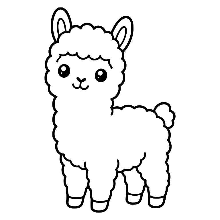 Standing Baby Llama With Big Shiny Eyes and Smile — free animal SVG cut file