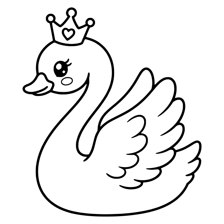Side View Swan Princess With Heart Crown — free animal SVG cut file