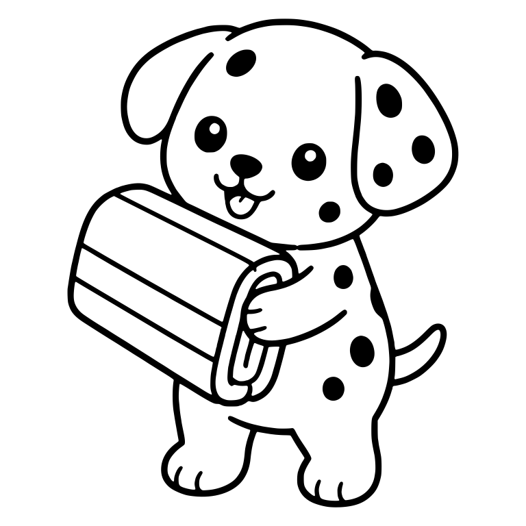 Dalmatian Puppy Carrying Folded Striped Towel — free animal SVG cut file