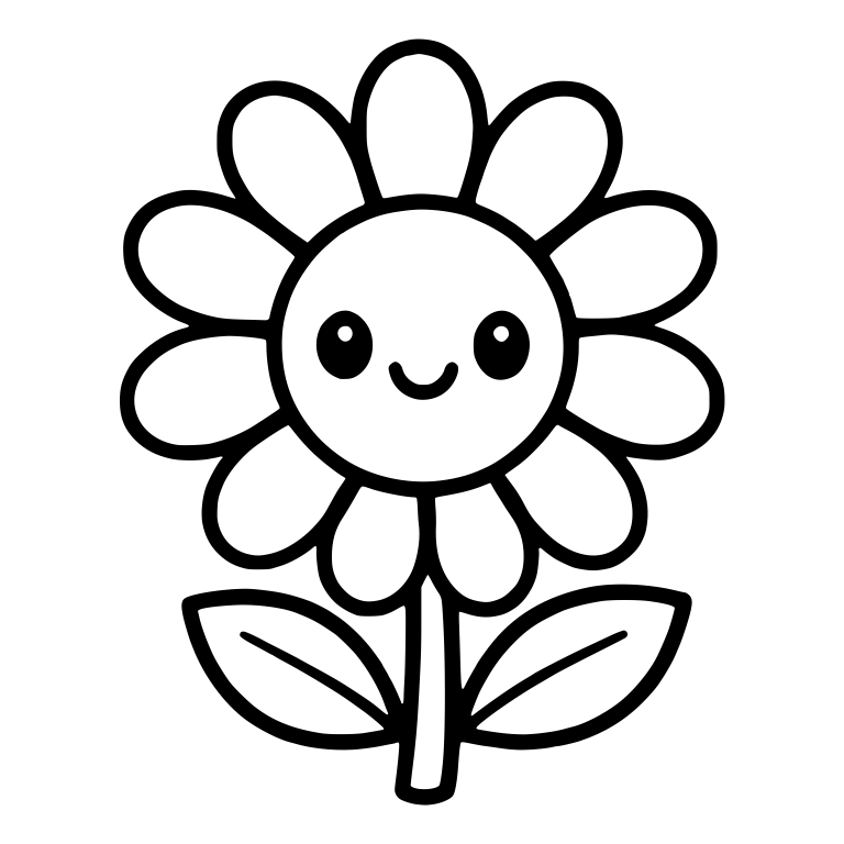 Smiling Daisy With Round Center and Many Petals — free floral SVG cut file