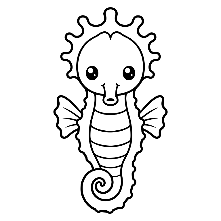 Front-Facing Seahorse With Halo Crest And Two Fins — free animal SVG cut file