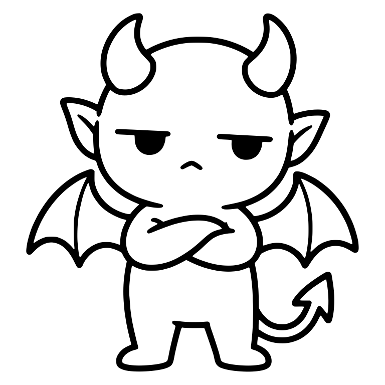 Unimpressed Demon with Bat Wings and Crossed Arms — free fantasy-creature SVG cut file