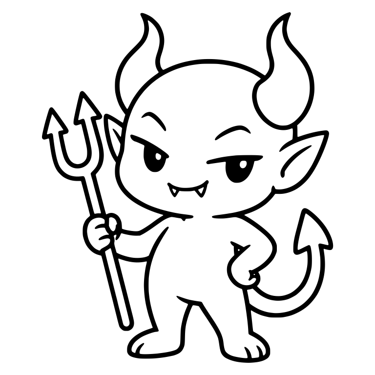 Smirking Horned Demon with Trident and Hand on Hip — free fantasy-creature SVG cut file